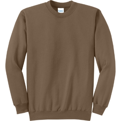 Custom Port & Co Core Fleece Crewneck Sweatshirt. Woodland Brown