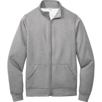 Custom Port & Co Core Fleece Cadet Full-Zip Sweatshirt Athletic Heather Gray
