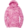 Custom Port & Co Core Fleece Camo Pullover Hooded Sweatshirt. Pink Camo/White