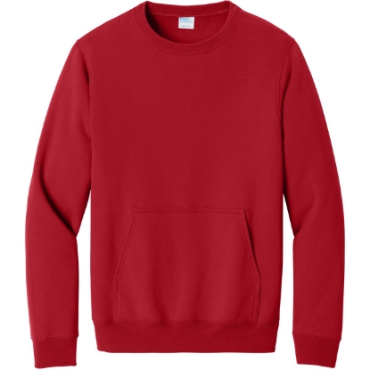 Custom Port & Co Core Fleece Crewneck Pocket Sweatshirt Red