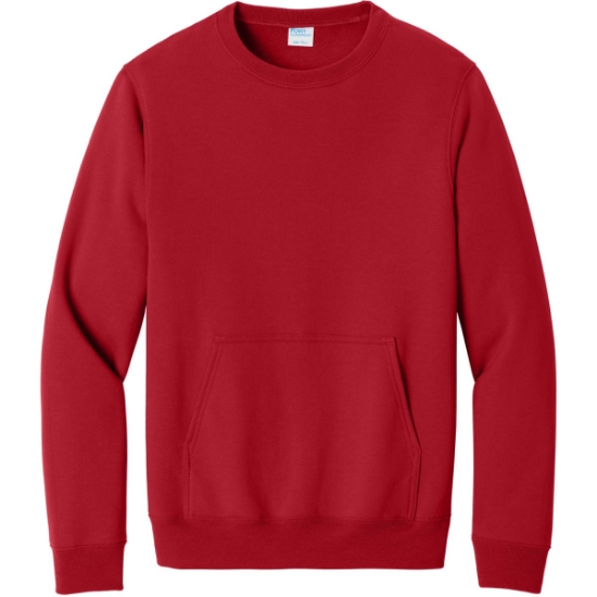 Custom Port & Co Core Fleece Crewneck Pocket Sweatshirt Red