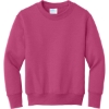 Custom Port & Co Youth Core Fleece Crewneck Sweatshirt Sangria Pink