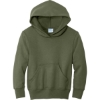 Custom Port & Co Youth Core Fleece Pullover Hooded Sweatshirt Olive Drab Green