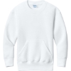 Custom Port & Co Youth Core Fleece Crewneck Pocket Sweatshirt White