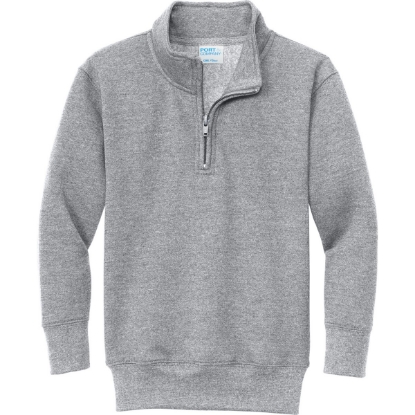 Custom Port & Co Youth Core Fleece 1/4-Zip Pullover Sweatshirt Athletic Heather Gray