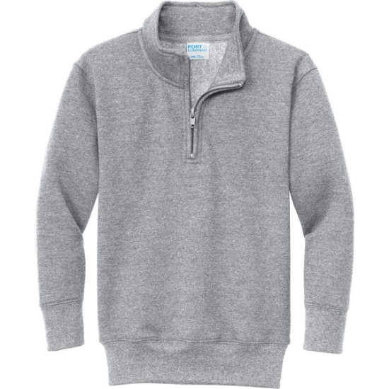 Custom Port & Co Youth Core Fleece 1/4-Zip Pullover Sweatshirt Athletic Heather Gray