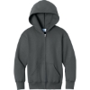 Custom Port & Co Youth Core Fleece Full-Zip Hooded Sweatshirt Charcoal Gray