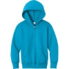 Custom Port & Co Youth Core Fleece Full-Zip Hooded Sweatshirt Neon Blue