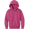 Custom Port & Co Youth Core Fleece Full-Zip Hooded Sweatshirt Sangria Pink