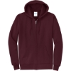 Custom Port & Co Core Fleece Full-Zip Hooded Sweatshirt. Maroon Red