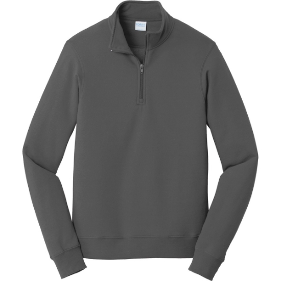Custom Port & Co Fan Favorite Fleece 1/4-Zip Pullover Sweatshirt. Charcoal Gray