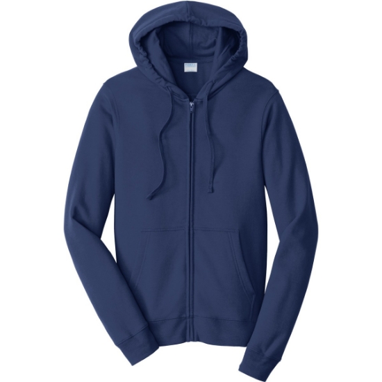 Custom Port & Co Fan Favorite Fleece Full-Zip Hooded Sweatshirt. Team Navy Blue