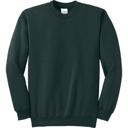 Custom Port & Co Essential Fleece Crewneck Sweatshirt. Dark Green