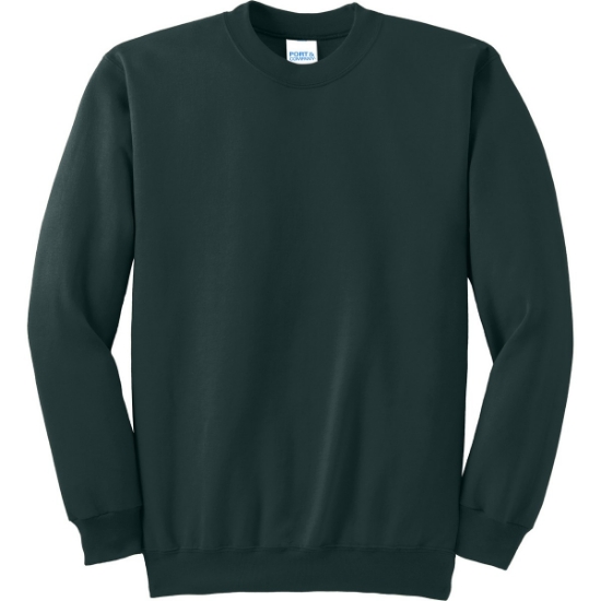 Custom Port & Co Essential Fleece Crewneck Sweatshirt. Dark Green