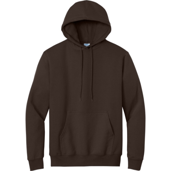 Custom Port & Co Tall Essential Fleece Pullover Hooded Sweatshirt. Dark Chocolate