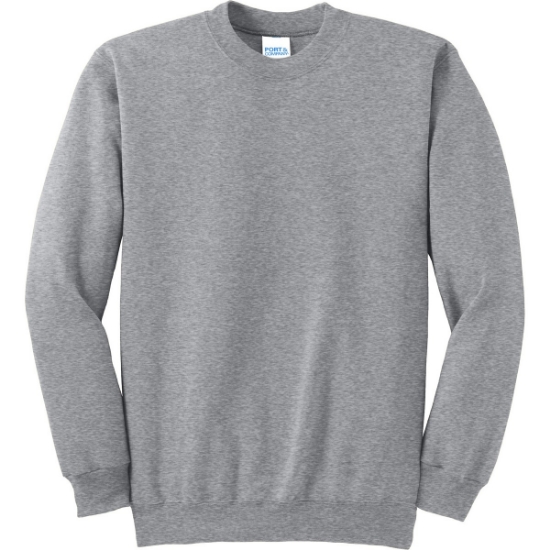 Custom Port & Co Tall Essential Fleece Crewneck Sweatshirt. Athletic Heather Gray