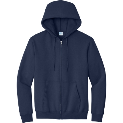 Custom Port & Co Essential Fleece Full-Zip Hooded Sweatshirt. Navy Blue