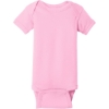 Custom Rabbit Skins Infant Short Sleeve Baby Rib Bodysuit. Pink
