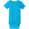 Custom Rabbit Skins Infant Short Sleeve Baby Rib Bodysuit. Turquoise Blue
