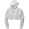Custom Champion Womens Reverse Weave Cropped Cut-Off Hooded Sweatshirt White