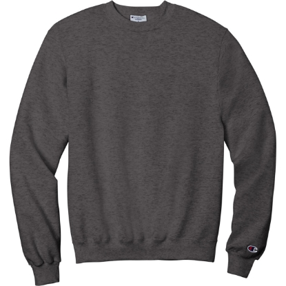 Custom Champion Powerblend Crewneck Sweatshirt. Charcoal Heather Gray