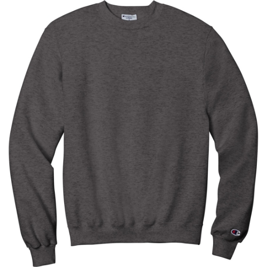 Custom Champion Powerblend Crewneck Sweatshirt. Charcoal Heather Gray
