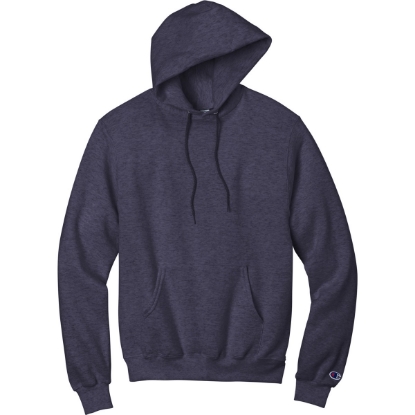 Custom Champion Powerblend Pullover Hoodie. Navy Heather Blue