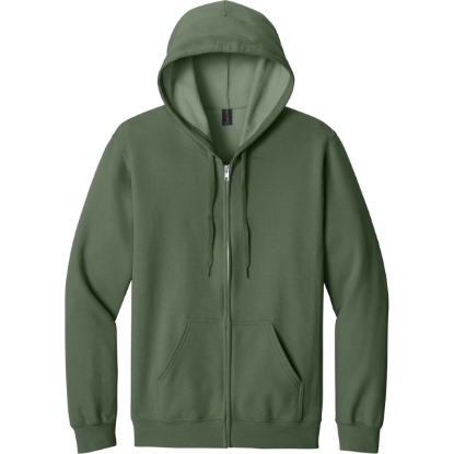 Custom Gildan Softstyle Midweight Fleece Full-Zip Hooded Sweatshirt Military Green