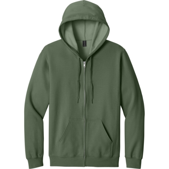 Custom Gildan Softstyle Midweight Fleece Full-Zip Hooded Sweatshirt Military Green