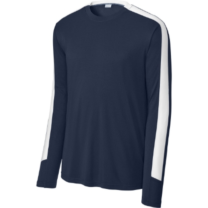 Custom Sport-Tek Competitor United Long Sleeve Crew True Navy Blue/White