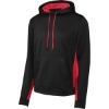 Custom Sport-Tek Sport-Wick Fleece Colorblock Hooded Pullover. Black/Deep Red
