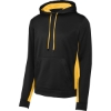 Custom Sport-Tek Sport-Wick Fleece Colorblock Hooded Pullover. Black/Gold