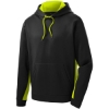 Custom Sport-Tek Sport-Wick Fleece Colorblock Hooded Pullover. Black/Safety Yellow