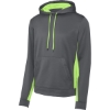 Custom Sport-Tek Sport-Wick Fleece Colorblock Hooded Pullover. Dark Smoke Gray/Lime Green