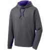 Custom Sport-Tek Sport-Wick Fleece Colorblock Hooded Pullover. Dark Smoke Gray/Purple