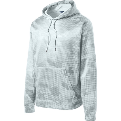 Custom Sport-Tek Sport-Wick CamoHex Fleece Hooded Pullover. White