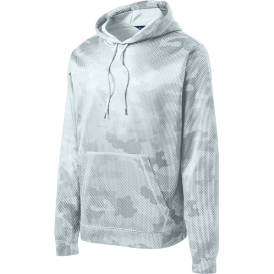 Custom Sport-Tek Sport-Wick CamoHex Fleece Hooded Pullover. White