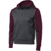 Custom Sport-Tek Tech Fleece Colorblock 1/4-Zip Hooded Sweatshirt. Graphite Heather Gray/Maroon Red