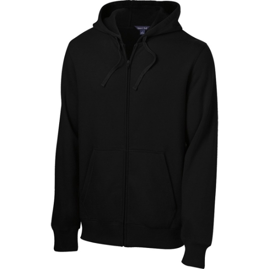 Custom Sport-Tek Full-Zip Hooded Sweatshirt. Black