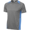 Custom Sport-Tek Heather Colorblock Contender Tee. Vintage Heather Gray/Carolina Blue