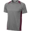 Custom Sport-Tek Heather Colorblock Contender Tee. VtgHthr/Maroon