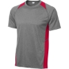 Custom Sport-Tek Heather Colorblock Contender Tee. Vintage Heather Gray/True Red