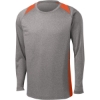 Custom Sport-Tek Long Sleeve Heather Colorblock Contender Tee. Vintage Heather Gray/Deep Orange