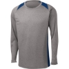 Custom Sport-Tek Long Sleeve Heather Colorblock Contender Tee. Vintage Heather Gray/Navy Blue