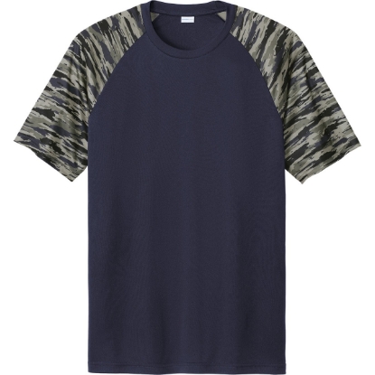 Custom Sport-Tek Drift Camo Colorblock Tee True Navy Blue/Camo