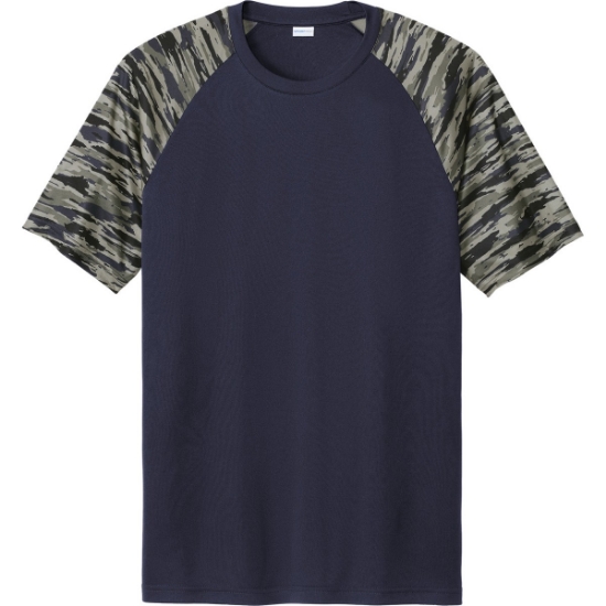 Custom Sport-Tek Drift Camo Colorblock Tee True Navy Blue/Camo