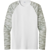 Custom Sport-Tek Drift Camo Colorblock Long Sleeve Tee White