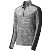 Custom Sport-Tek PosiCharge Electric Heather Colorblock 1/4-Zip Pullover. Black Electric/Black