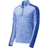 Custom Sport-Tek PosiCharge Electric Heather Colorblock 1/4-Zip Pullover. True Royal Electric/True Royal Blue