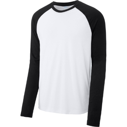 Custom Sport-Tek PosiCharge Long Sleeve Tri-Blend Wicking Raglan Tee Blk TS/Wht TS
